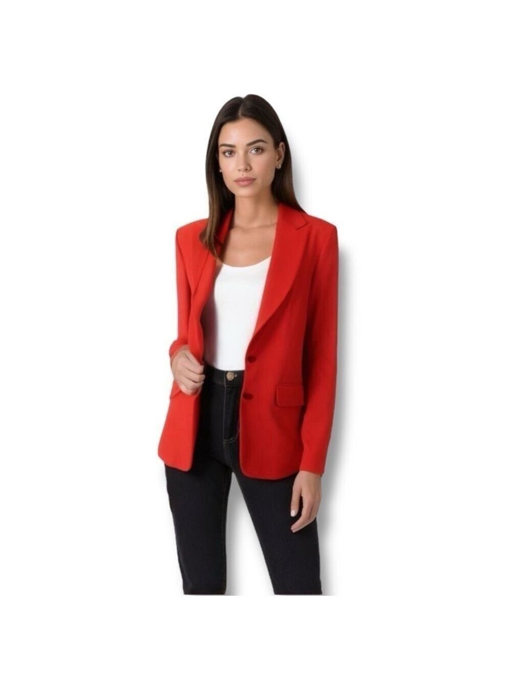 MONDI Red Women’s Blazer, Label says 42 Fits like oversized 6 or true to size 8